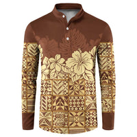 Niue Hiapo Motif Button Sweatshirt Tapa Classic LT7 Beige - Polynesian Pride