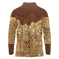 Niue Hiapo Motif Long Sleeve Polo Shirt Tapa Classic