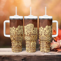 Niue Hiapo Motif Tumbler With Handle Tapa Classic LT7 - Polynesian Pride