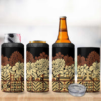 Niue Hiapo Motif 4 in 1 Can Cooler Tumbler Tapa Classic - Black Ver LT7 - Polynesian Pride