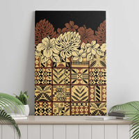 Niue Hiapo Motif Canvas Wall Art Tapa Classic - Black Ver LT7 - Polynesian Pride