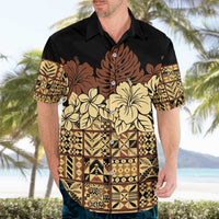 Niue Hiapo Motif Hawaiian Shirt Tapa Classic - Black Ver LT7 - Polynesian Pride