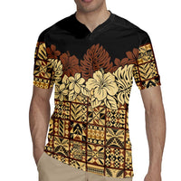 Niue Hiapo Motif Rugby Jersey Tapa Classic - Black Ver LT7 - Polynesian Pride