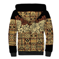 Niue Hiapo Motif Sherpa Hoodie Tapa Classic - Black Ver LT7 - Polynesian Pride