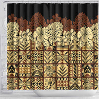Niue Hiapo Motif Shower Curtain Tapa Classic - Black Ver