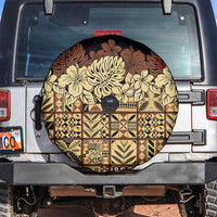 Niue Hiapo Motif Spare Tire Cover Tapa Classic - Black Ver LT7 Black - Polynesian Pride