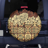 Niue Hiapo Motif Spare Tire Cover Tapa Classic - Black Ver LT7 - Polynesian Pride