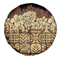 Niue Hiapo Motif Spare Tire Cover Tapa Classic - Black Ver LT7 - Polynesian Pride