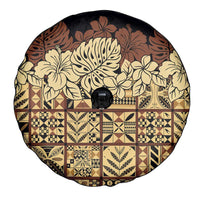Niue Hiapo Motif Spare Tire Cover Tapa Classic - Black Ver LT7 - Polynesian Pride