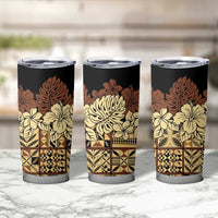 Niue Hiapo Motif Tumbler Cup Tapa Classic - Black Ver LT7 - Polynesian Pride