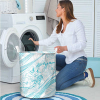 Sharks Couple Dreamy Polynesians Floral Sea Laundry Basket Turquoise LT7 - Polynesian Pride