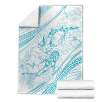 Sharks Couple Dreamy Polynesians Floral Sea Blanket Turquoise - Polynesian Pride