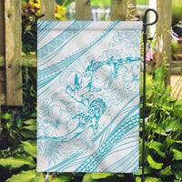 Sharks Couple Dreamy Polynesians Floral Sea Garden Flag Turquoise - Polynesian Pride