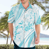 Sharks Couple Dreamy Polynesians Floral Sea Hawaiian Shirt Turquoise LT7 - Polynesian Pride