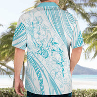 Sharks Couple Dreamy Polynesians Floral Sea Hawaiian Shirt Turquoise LT7 - Polynesian Pride