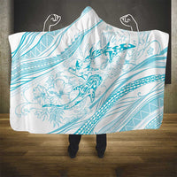 Sharks Couple Dreamy Polynesians Floral Sea Hooded Blanket Turquoise LT7 - Polynesian Pride