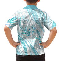 Sharks Couple Dreamy Polynesians Floral Sea Kid Hawaiian Shirt Turquoise LT7 - Polynesian Pride