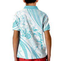 Sharks Couple Dreamy Polynesians Floral Sea Kid Polo Shirt Turquoise LT7 - Polynesian Pride