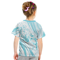 Sharks Couple Dreamy Polynesians Floral Sea Kid T Shirt Turquoise - Polynesian Pride