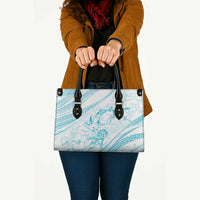 Sharks Couple Dreamy Polynesians Floral Sea Leather Bag Turquoise - Polynesian Pride