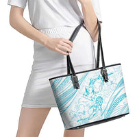 Sharks Couple Dreamy Polynesians Floral Sea Leather Tote Bag Turquoise LT7 - Polynesian Pride