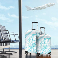 Sharks Couple Dreamy Polynesians Floral Sea Luggage Cover Turquoise - Polynesian Pride