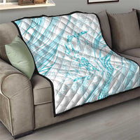 Sharks Couple Dreamy Polynesians Floral Sea Quilt Turquoise - Polynesian Pride