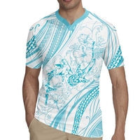 Sharks Couple Dreamy Polynesians Floral Sea Rugby Jersey Turquoise - Polynesian Pride
