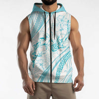 Sharks Couple Dreamy Polynesians Floral Sea Sleeveless Zip Hoodie Turquoise LT7 - Polynesian Pride