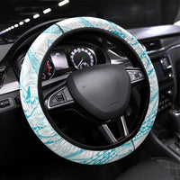 Sharks Couple Dreamy Polynesians Floral Sea Steering Wheel Cover Turquoise LT7 Universal Fit Turquoise - Polynesian Pride
