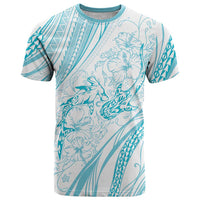 Sharks Couple Dreamy Polynesians Floral Sea T Shirt Turquoise LT7 Turquoise - Polynesian Pride