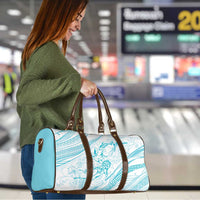 Sharks Couple Dreamy Polynesians Floral Sea Travel Bag Turquoise - Polynesian Pride