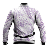Sharks Couple Dreamy Polynesians Floral Sea Baseball Jacket Lilac LT7 - Polynesian Pride