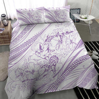 Sharks Couple Dreamy Polynesians Floral Sea Bedding Set Lilac - Polynesian Pride
