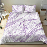 Sharks Couple Dreamy Polynesians Floral Sea Bedding Set Lilac - Polynesian Pride