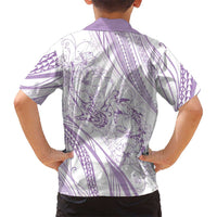 Sharks Couple Dreamy Polynesians Floral Sea Family Matching Long Sleeve Bodycon Dress and Hawaiian Shirt Lilac - Polynesian Pride
