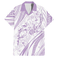 Sharks Couple Dreamy Polynesians Floral Sea Family Matching Off Shoulder Maxi Dress and Hawaiian Shirt Lilac - Polynesian Pride