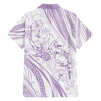 Sharks Couple Dreamy Polynesians Floral Sea Family Matching Off Shoulder Maxi Dress and Hawaiian Shirt Lilac - Polynesian Pride