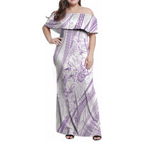 Sharks Couple Dreamy Polynesians Floral Sea Family Matching Off Shoulder Maxi Dress and Hawaiian Shirt Lilac - Polynesian Pride