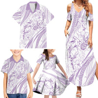 Sharks Couple Dreamy Polynesians Floral Sea Family Matching Summer Maxi Dress and Hawaiian Shirt Lilac - Polynesian Pride