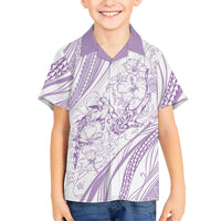 Sharks Couple Dreamy Polynesians Floral Sea Family Matching Summer Maxi Dress and Hawaiian Shirt Lilac - Polynesian Pride