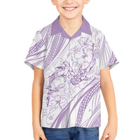 Sharks Couple Dreamy Polynesians Floral Sea Family Matching Summer Maxi Dress and Hawaiian Shirt Lilac - Polynesian Pride