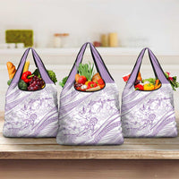 Sharks Couple Dreamy Polynesians Floral Sea Grocery Bag Lilac - Polynesian Pride