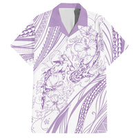 Sharks Couple Dreamy Polynesians Floral Sea Hawaiian Shirt Lilac LT7 Lilac - Polynesian Pride