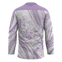 Sharks Couple Dreamy Polynesians Floral Sea Hockey Jersey Lilac - Polynesian Pride