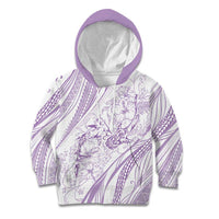 Sharks Couple Dreamy Polynesians Floral Sea Kid Hoodie Lilac - Polynesian Pride