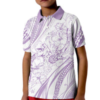 Sharks Couple Dreamy Polynesians Floral Sea Kid Polo Shirt Lilac LT7 Kid Lilac - Polynesian Pride