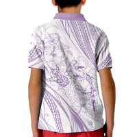 Sharks Couple Dreamy Polynesians Floral Sea Kid Polo Shirt Lilac - Polynesian Pride