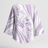 Sharks Couple Dreamy Polynesians Floral Sea Kimono Sleeve Blouse Lilac LT7 - Polynesian Pride