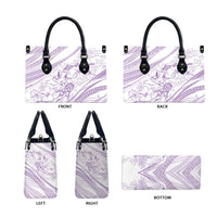 Sharks Couple Dreamy Polynesians Floral Sea Leather Bag Lilac - Polynesian Pride